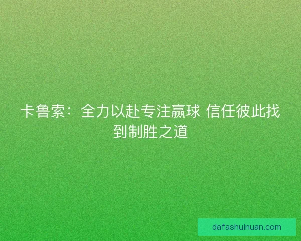 卡鲁索：全力以赴专注赢球 信任彼此找到制胜之道
