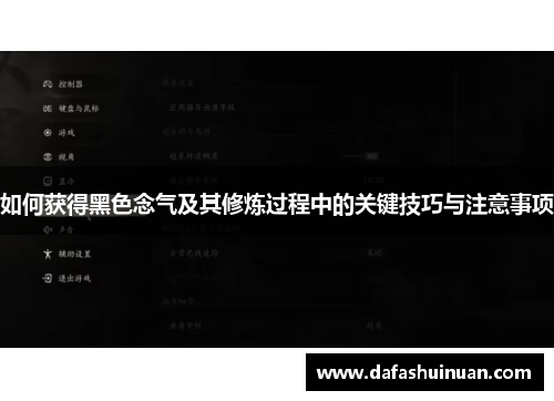 如何获得黑色念气及其修炼过程中的关键技巧与注意事项